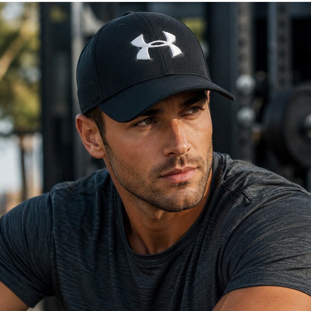 Under Armour Men's Blitzing Fitted Cap 3.0 Model Black White Logo L/XL